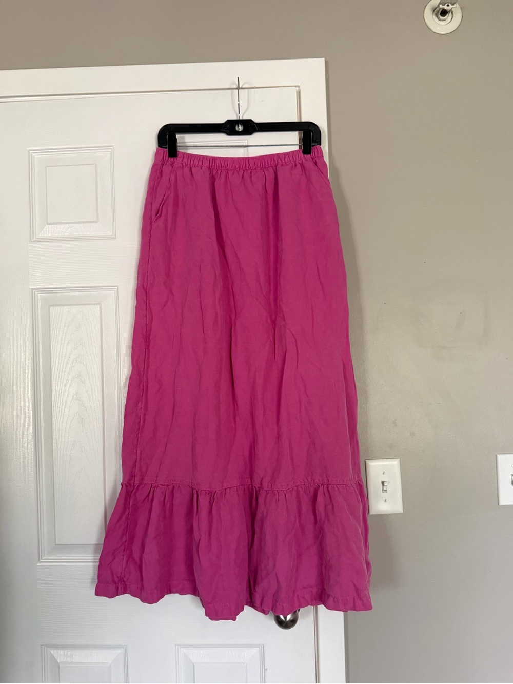 Calypso St Barth Anthropologie Fuscia Barbie Pink Maxi Skirt Elastic Waist